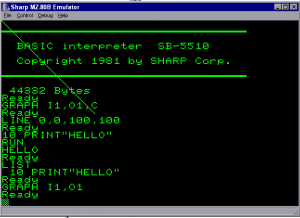 A screengrab of MZ80B BASIC Running