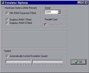 MZ80B Emulator Options Screen
